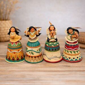 Enesco Karen Hahn Friends of the Feather Angel Bells Set of 4 Vintage 1999